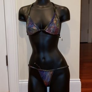 2 piece velvet metallic Bikini G-string